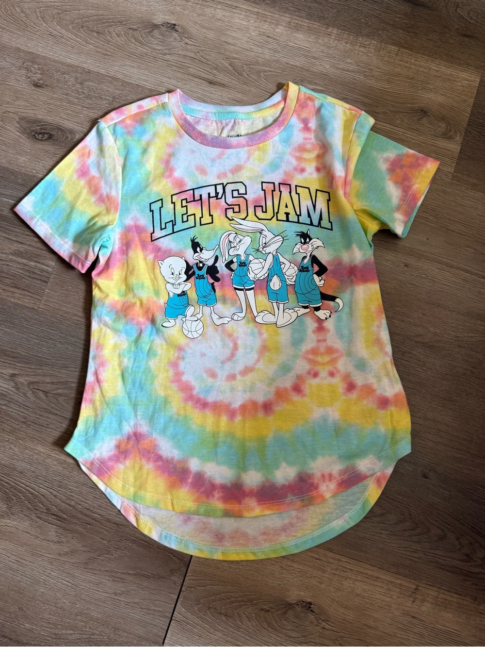 Tie-Dye "Let’s Jam" Graphic Short Sleeve Tee - Pastel Multi